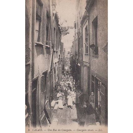 Calais Rue Du Courgain Antique French Postcard