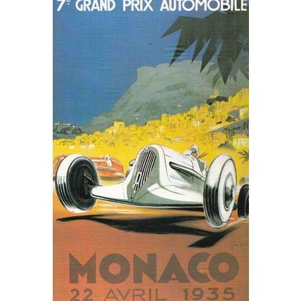 Monaco Motor Racing Grand Prix 1935 Car Race Rally Advertising Postcard