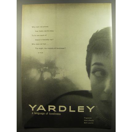 1953 Yardley Perfume Ad - Who hath not proved how feebly words essay