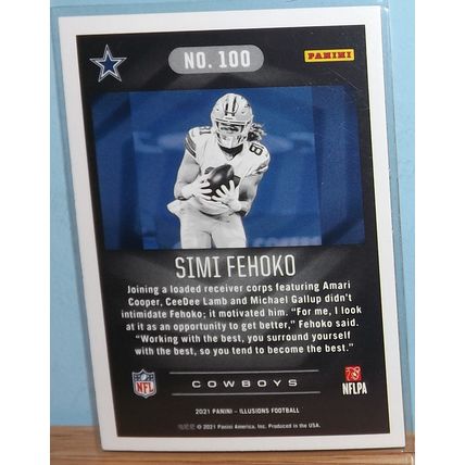 2021 Panini Illusions SIMI FEHOKO (Cowboys) BLUE PARALLEL Rookie Card #100