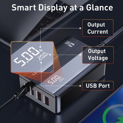 LDNIO 100W GaN Charger PD QC4+ USB C Charging Station 4 Ports UK Plug 5ft Cable