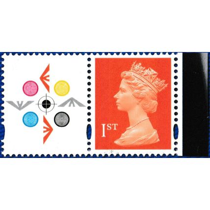 1999 Machin SG1667 - 1st bright orange-red +Label - De La Rue - ex DX22 MNH (L)