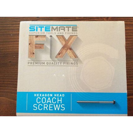 100 x M8 x 45mm SITEMATE COACH SCREWS ZINC PLATED HEXAGON HEAD WOOD SCREWS