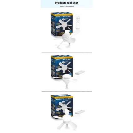 LED Straight Leaf Fan Lamp E27 Screw Detachable Fan Blade Bedroom Three-color Di