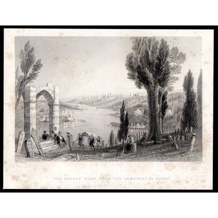 GOLDEN HORN, FROM THE CEMETERY OF EYOUB 1837 William Bartlett ANTIQUE PRINT