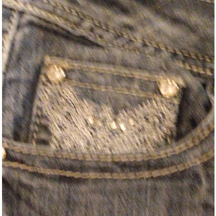 Earl Jean 4P Embellished Medium Blue Denim Capri Cropped Cuffed Women's