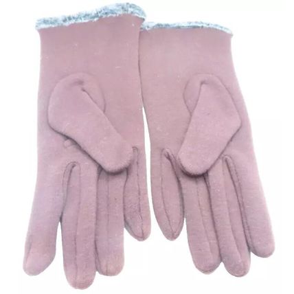 Ladies Gloves Brown with Button Detail Clothing Accessory 23.5 CM