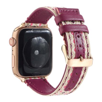 Ethnic Leather Watchband For Apple Watch Series 6 & SE & 5 & 4 40mm / 3 & 2 & 1