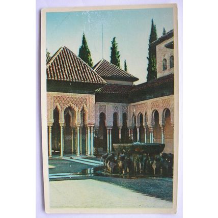 old postcard Albambra Patio, Granada