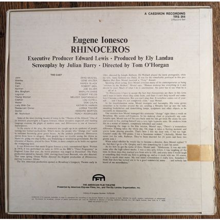 EUGENE IONESCO Rhinoceros Gene Wilder drama play vinyl LP boxset 1969 theatre