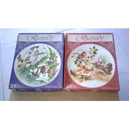 RHAPSODY by Arrow Puzzles - 2 Jigsaw Water Scene & Garden Birds (500 Piece) 1979