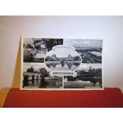 multiview, CHRISTCHURCH, Dorset used postcard 1964 pm =