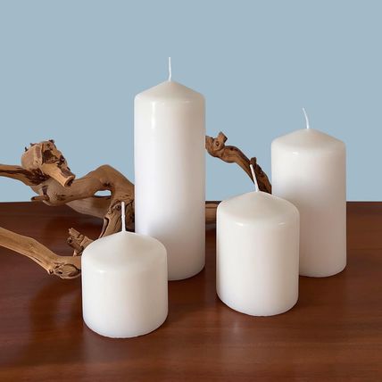 Stonebriar Unscented White Tall Pillar Candles, 80 Hour Burning Candle Pillars,