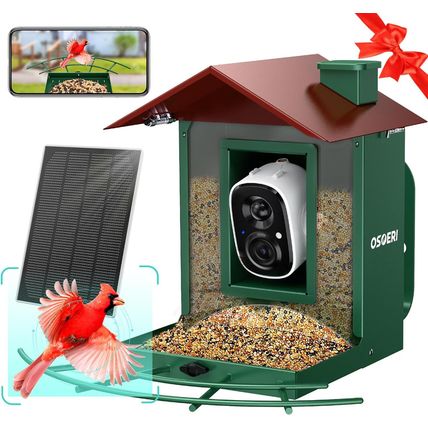 Osoeri Bird Feeder with Camera - AI Detective Auto Films Bird Action, Live Wildl