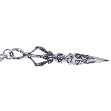 Albert Chain Silver Pocket Watch Chain with Ancient Phurba design Fob