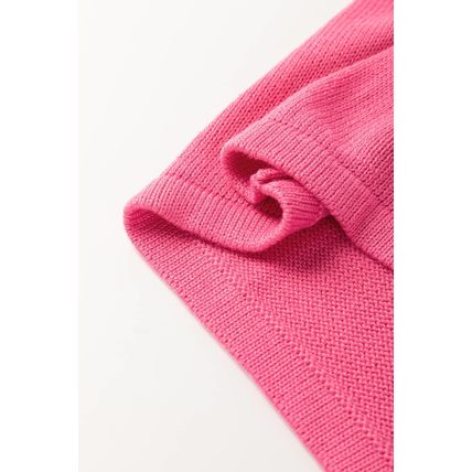 Bright Pink Contrast Trim Pearl Detail Sweater Tank Top