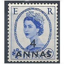 BPO in E Arabia 1952 SG48 4a on 4d Blue Mounted Mint