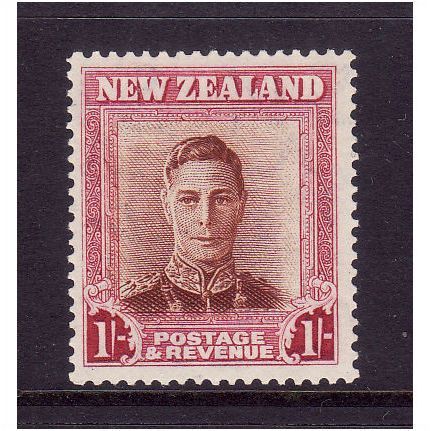NEW ZEALAND 1947 GEORGE VI 1s RED BROWN & CARMINE SG686b M /MINT