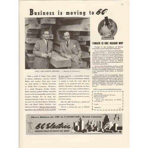 b c electric 1947 pacific pine company paul samuel heller vintage ad