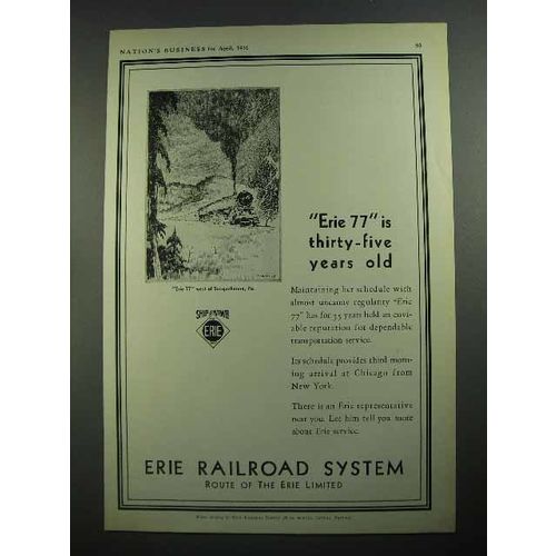 1931 Erie Railroad Ad - Erie 77 is 35 Years Old