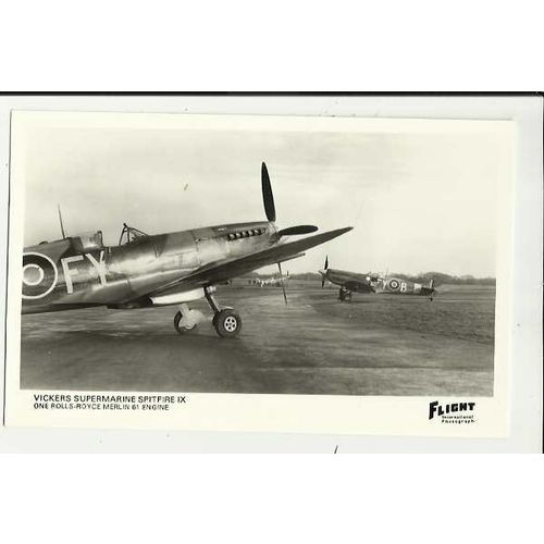Aviation VICKERS SUPERMARINE SPITFIRE IX Postcard by Flight International