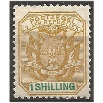Transvaal 1896 SG223 1/- Ochre & Green Mounted Mint . .. .
