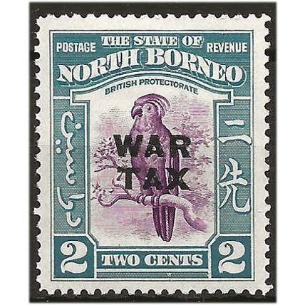North Borneo 1941 SG319 3c Purple & Greenish Blue WAR TAX Mounted Mint ..