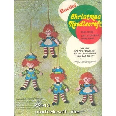 Jeweled Holiday Ornaments Mini Rag Dolls Kit 1638
