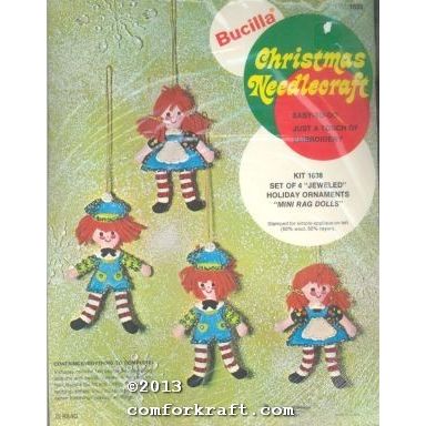 Jeweled Holiday Ornaments Mini Rag Dolls Kit 1638 [70163]