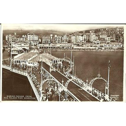 Sussex BRIGHTON Marine Parade/Palace Pier Postcard (Wardell 581)
