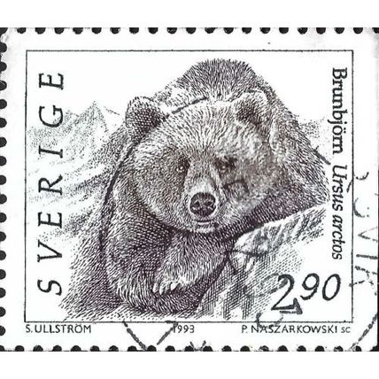 SWEDEN, MAMMALS, Brown bear, Ursos arctos, brown 1993, 2.90Kr
