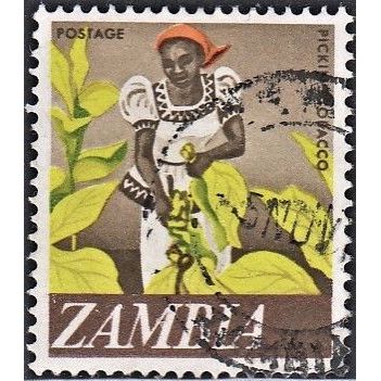 ZAMBIA, 1968 10n Picking Tobacco, SG134 (Scott #44), used