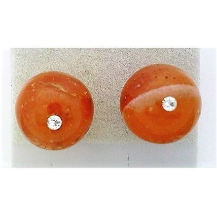 Carnelian Crystal 10mm Gemstone Stud Earrings
