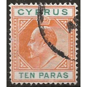 CYprus 1904 SG61 10 Paras Ortnage & Green Fine Used . .