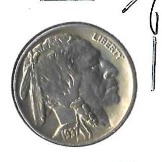 1937 US Buffalo Nickel AU/ BU