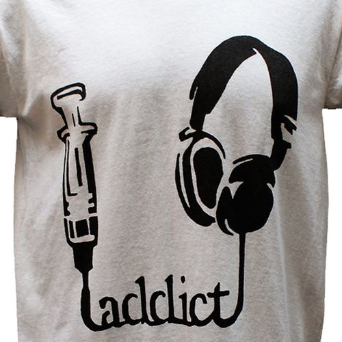 DJ Music Addict T shirt White Medium Unisex Clubbing Party Festival Funny Top M