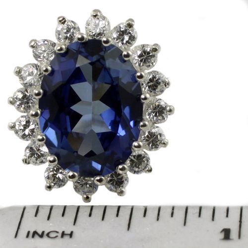 Created Blue Sapphire, 925 Sterling Silver Royal Engagement Ring, SR310