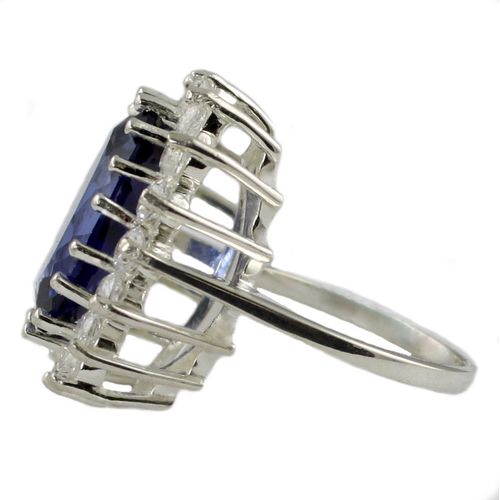 Created Blue Sapphire, 925 Sterling Silver Royal Engagement Ring, SR310