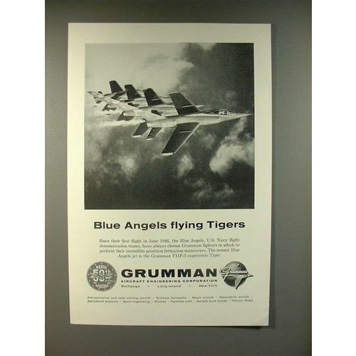 1961 Grumman Aircraft Ad w/ Blue Angels F11F-1 Tiger