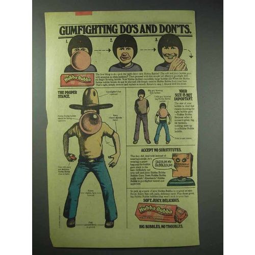1980 Hubba Bubba Bubble Gum Ad - Gumfighting Do's