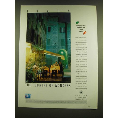 1990 Italian Government Travel Office Ad - I always hear about good taste