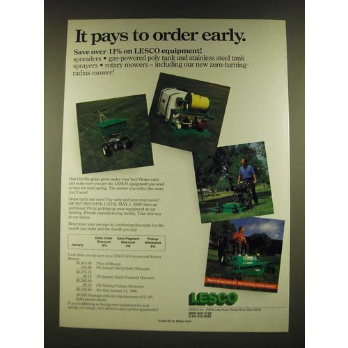 1990 Lesco Lawn / Turf Equipment Ad - It pays to order early