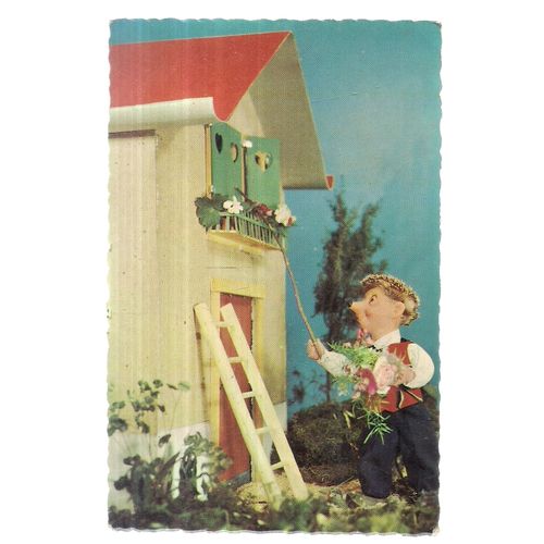 ANIMATED HEDGEHOG, ROMEO & JULIET.. Swiss unused vintage postcard =