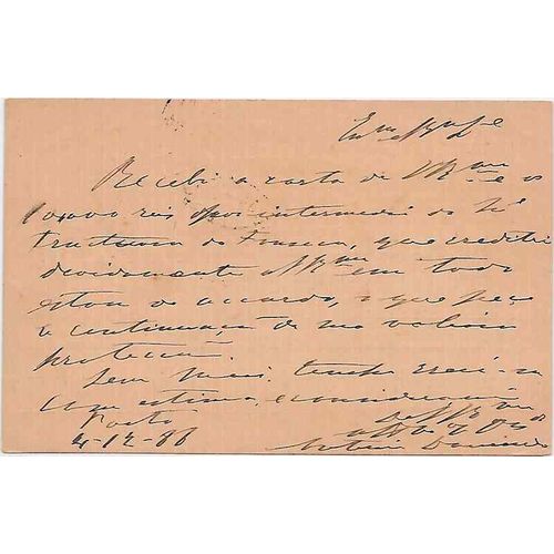 Portugal Postal Card 1888 Porto to Funchal