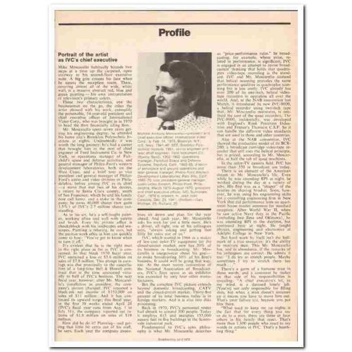 PROFILE 1973 Michael Moscarello International Video Co vintage article