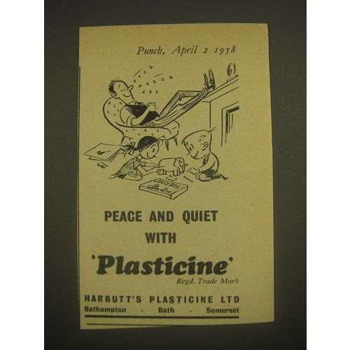 1958 Harbutt's Plasticine Ad - Peace and quiet with Plasticine