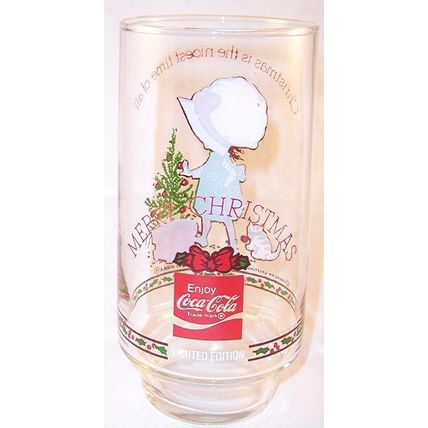 Vintage Coca Cola Holly Hobbie Christmas Holiday Glass, Limited Edition