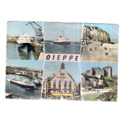 multiview, DIEPPE, FRANCE used vintage postcard stamp removed =