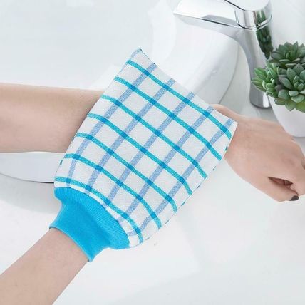 Quality Thicken Plaid Bath SPA Exfoliating Shower Mit Body Scrub Wash Bath Glove