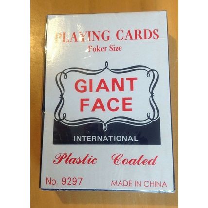 Giant Face Plastic Coated Standard Size Playing cards deck Blue Poker Size BNIP